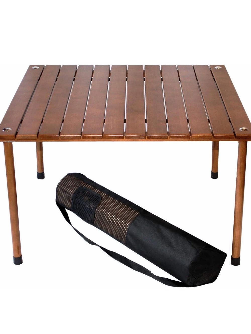 Wood Table Portable Folding Table Brown & Black